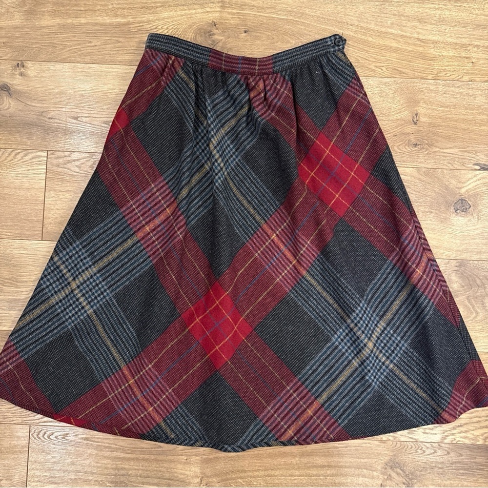 Vintage Koret Plaid Midi Skirt Womens 12 Prairie Colorful Academia 70s 80s